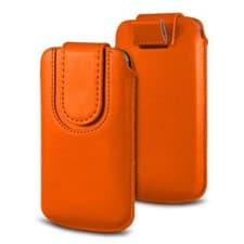 Image of Magnetic PU Leather Pull Tab Flip Case Cover For Various Phones - Orange (XXL)