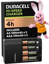 Image of Duracell Rechargeable Battery Charger AA AAA With Batteries 4 Hour Capacity Dock