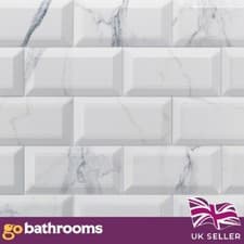 Image of Marble Metro Brick Ceramic Wall Tile Bevelled Edge Wall Tile 100x200mm 1M² Box
