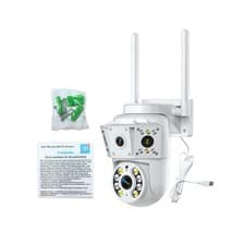 Image of Pan Tilt Security Camera Multi Lens Wirelesses Surveillance Indoor Outdoor Use