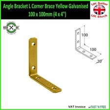 Image of Angle Bracket L Corner Brace 25/40/50/75/100/125/150mm Yellow Galvanised