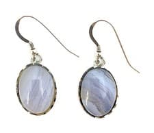 Image of Sterling Silver Blue Lace Agate Oval Drop Earrings