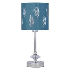 Image of Modern Table Lamp Bedside Light Jewel Design Fern Leaf Fabric Shade