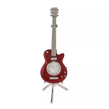 Image of Miniature Red Guitar Clock And Stand