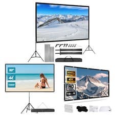 Image of 100" 120" Portable Projector Screen w/Stand 16:9 Pull Down Outdoor Home Theater