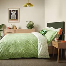 Image of Orla Kiely Bedding - Criss Double Duvet Cover Set: 200cm x 200cm, Basil Green 