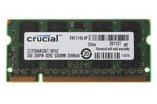 Image of Memory RAM Crucial 2GB 2RX8 PC2-5300S DDR2 667Mhz 200PIN CL5 1.8V SODIMM Laptop