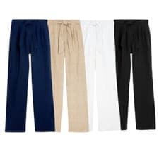 Image of M&S Linen Wide Trouser Pure Linen Belted Pocket Summer Holiday Pant Ladies