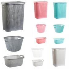 Image of Plastic Laundry Basket Clothes Washing Bin Storage Hamper Small Large Organiser