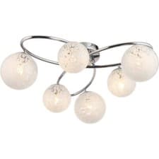 Image of Chrome Semi Flush Low Ceiling Light White Confetti Multi Arm Glass 6 X 3W LED G9