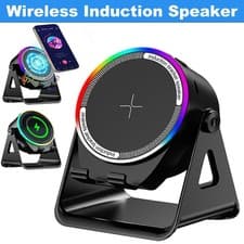Image of Wireless Induction Speaker 6-In-1 Bluetooth Speaker w/ Phone Stand Stereo Sound