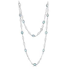 Image of 9CT White Gold Marquise & Oval Swiss Blue Topaz Necklace, 18"