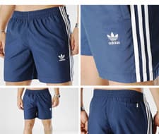Image of ADIDAS ORIGINALS 3 STRIPES SWIM SHORTS  BLUE  BNWT  SIZE  M,L  RRP £35 LAST 2