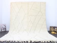 Image of Beni Ourain Moroccan Handmade Rug 6x9 White Berber Wool Area Rug