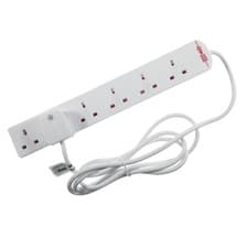 Image of Daewoo-2 Meter Surge Protected Extension Lead 4 Way / 6 Way- White