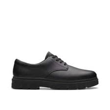 Image of Clarks Lorcam Loop Youth Boys Black School Shoes Leather