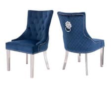 Image of Set of 2/4/6/8 Dining Chairs, Plush Velvet Tufted Bentley Chairs and Studded