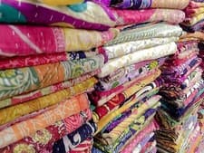 Image of WHOLESALE LOT INDIAN VINTAGE KANTHA BLANKET THROW HIPPY QUILT BOHEMIAN