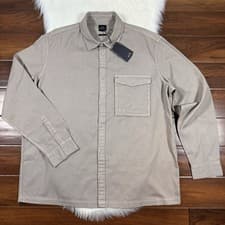 Image of A/X Armani Exchange Men's Size XXL Beige Boxy Cotton Long Sleeve Button Up Shirt