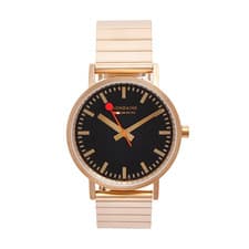 Image of Mondaine Classic Quartz Grey Dial Rose Gold Stainless Steel Watch 36mm