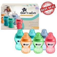Image of 6x Tommee Tippee Fiesta Closer to Nature Baby Bottles Slow Flow 260ml Anti-Colic
