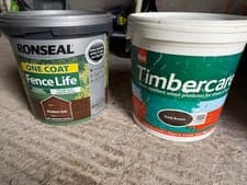 Image of Ronseal one coat Fence Life (Medium Oak) & Timbercare (Dark Brown)