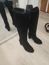 Image of Black Suede Knee High Boots