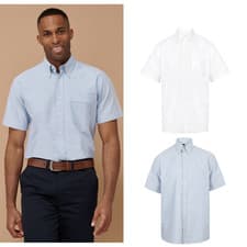 Image of Henbury Short sleeve classic Oxford shirt H515 - Wrinkle-resistant, classic fit