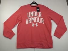 Image of New Under Armour UA Rival Terry Logo Graphic Crew Sweatshirt Men Large Salmon