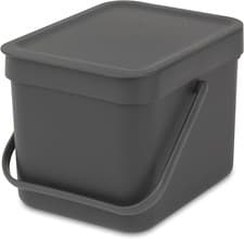 Image of Brabantia Sort & Go Food Waste Bin (6L / Grey) Small Countertop Kitchen Compost 