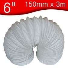 Image of 150mm x 3 m metre 6" PVC Flexible Ducting / Flexi hose duct, extractor fan