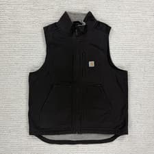Image of Carhartt Washed Duck Loose Fit Sherpa-Lined men’s black Gilet Vest Size M