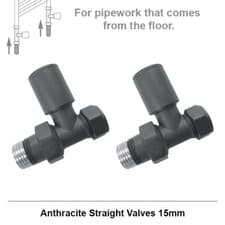 Image of 15mm & 10mm Radiator Valves Pair - Angled or Straight - Manual Bathroom TRV Set