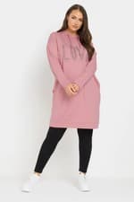 Image of Yours Curve Women's Plus Size Diamante Embellished 'Love' Hoodie Dress