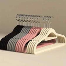 Image of 10/100 PACK NON SLIP FLOCKED COAT CLOTHES HANGERS VELVET HANGING SPACE SAVING UK