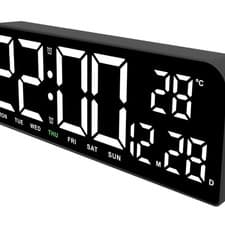 Image of Desk Wall Clock Digital Alarm Clock LED Display with Temperature Date Week UK