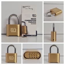 Image of Brass Combination Padlock 50mm Resettable Heavy Duty Self Pak Lock