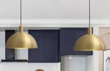 Image of Brushed Brass Dome Pendant Lights X2