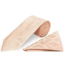 Image of Light Peach Paisley Classic Men's Tie and Pocket Square Set Regular Tie