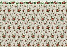 Image of Self Adhesive Matte Dolls House Wallpaper Modern Rose & Top Border1:12 Scale A4