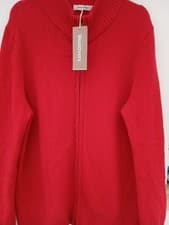 Image of NWT Woolovers Lambswool Fitted Zip Thru Cardigan Rouge Size Large