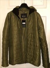 Image of Barbour Hooded Quilt Jacket (Green, M)