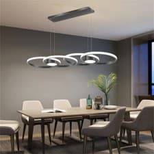 Image of Stylish Black Frame 4-Round Pendant Lamp - Energy-Efficient LED Ceiling Light