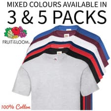 Image of mens fruit of the loom t shirts 5 3 Pack Unisex Plain Cotton Bulk T-Shirt Mixed