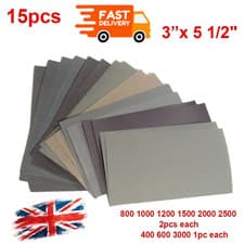 Image of 400 600 3000 800 1000 1200 1500 2000 2500 Grit Wet & Dry Sandpaper 15pcs/Set