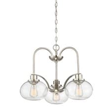Image of 1 Bulb Chandelier Hanging Pendant LIght Brushed Nickel LED E27 60W Bulb
