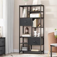 Image of YITAHOME Bookcase, 7 Tier Bookshelf with drawers 30D x 73W x 151H cm, Black