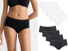 Image of Sloggi Basic+ Midi Brief Ladies Cotton Rich Knickers Underwear (4 Pack)