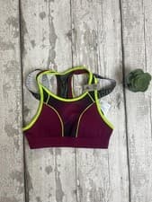Image of Adidas Medium Support Sports Bra · Burgundy & Neon · Training Activewear Size XS