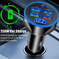 Image of 66W 5 Port 3.1A USB Fast Car Charger Cigarette Lighter Socket Power Adapter